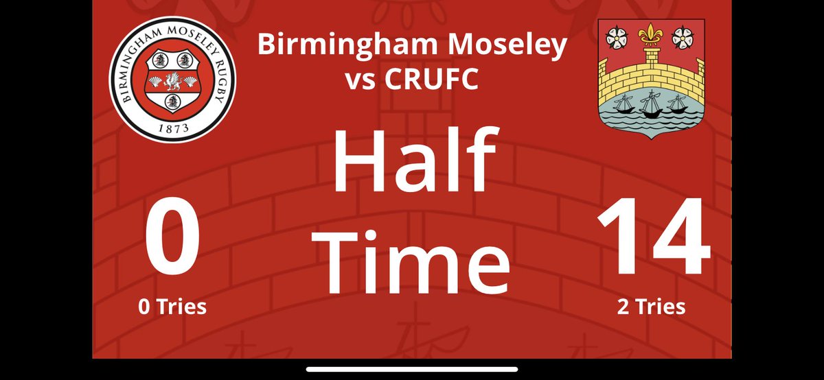 camrufc's tweet photo. Half Time
Score: @MoseleyRugbyFC 0 - 14 @camrufc
#MosCam #coybas https://t.co/zHQ3BGZ2Nl