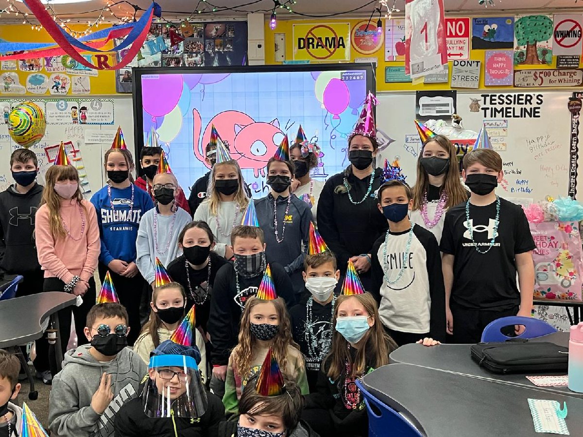 MrsTessier5th's tweet photo. Yesterday my class planned a surprise party for me, with the help my amazing coworkers! I'm not sure what I did to deserve it, but like I told my students' parents, I was overwhelmed- but in the BEST way possible! My students definitely made me feel so special all week!!🎂🥰 https://t.co/BYpOCr24VN