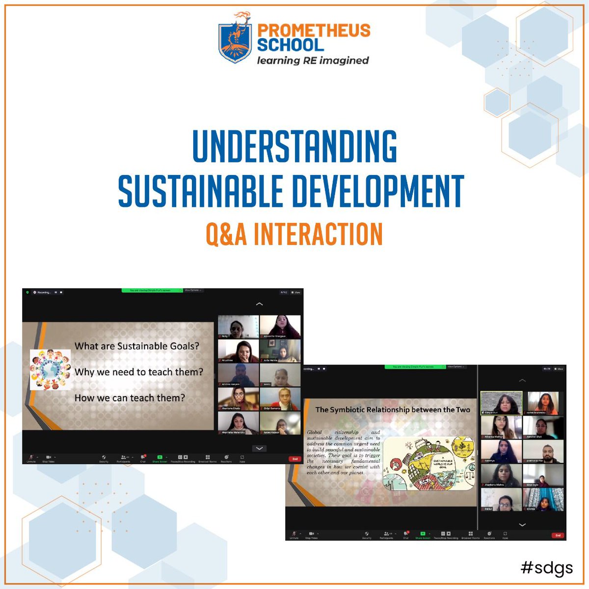 Prometheus_Edu's tweet photo. We were delighted to have Ms. Dimple Puri as our guest lecturer for a seminar on Sustainable Development Goals.

Ms. Dimple Puri enlightened the PYP teachers at Prometheus about 17 UNSDGs. She shared varied ways in which SDGs could be integrated within the curriculum &amp; students. https://t.co/gqMKUlyOTH