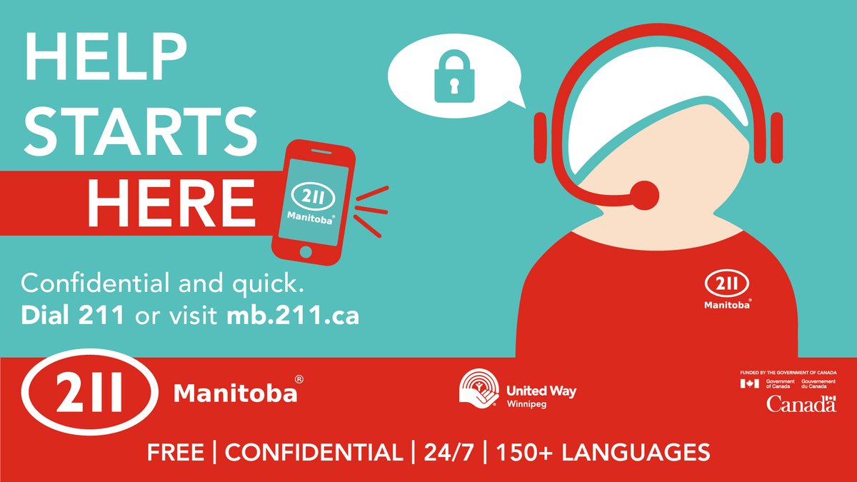 UnitedWayWpg's tweet photo. Thousands of Manitobans have found help navigating community services by calling #211Manitoba. This year, almost 400 calls have been diverted to 211, freeing up 911 dispatchers to handle emergency situations. #HelpStartsHere

https://t.co/Tl61AoEj4X https://t.co/nVCMJ0GN34