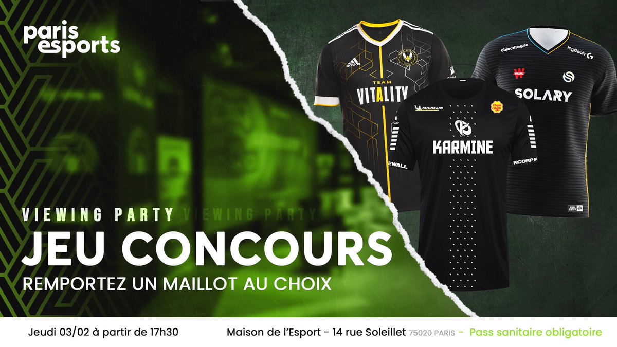 Jeudi prochain, on se donne rendez-vous à la Maison de l'Esport pour la viewing party des #LFLDays 🔥🔥

Sur place : buvette, animations et un jeu concours avec le maillot d'un équipe de votre choix à la clé ! Alors, #KCORPWIN ou #VITWIN ?

Entrée libre ➡️ bit.ly/PE_LFLDays