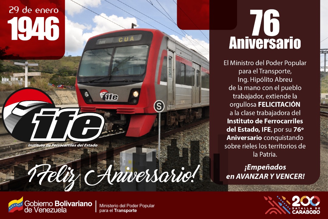 HipolitoAbreup's tweet photo. Felicitaciones a la clase trabajadora del Instituto de Ferrocarriles del Estado por su 76 aniversario... Instituto que gracias al Plan Nacional Ferroviario del Comandante Chávez, pudo renacer, cual ave fénix, de entre los escombros de una 4ta República que busco su desaparición. https://t.co/woKJ80NMGA