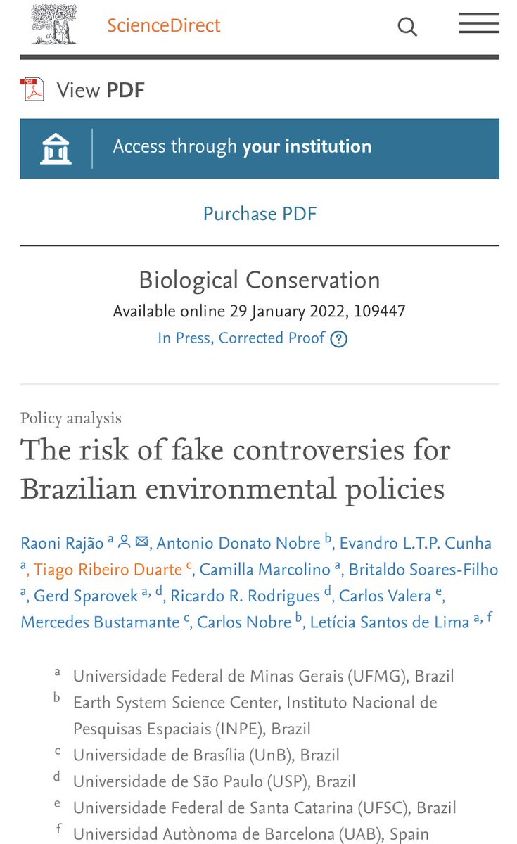 O artigo sobre as falsas controvérsias da Embrapa Territorial já pode ser acessado on-line no site do periódico Biological Conservation.

sciencedirect.com/science/articl…