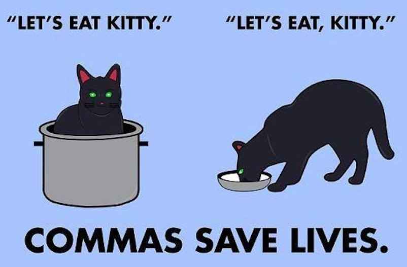 donpipino90's tweet photo. Always remember your commas, folks #commassavelives https://t.co/5bokFBmalV