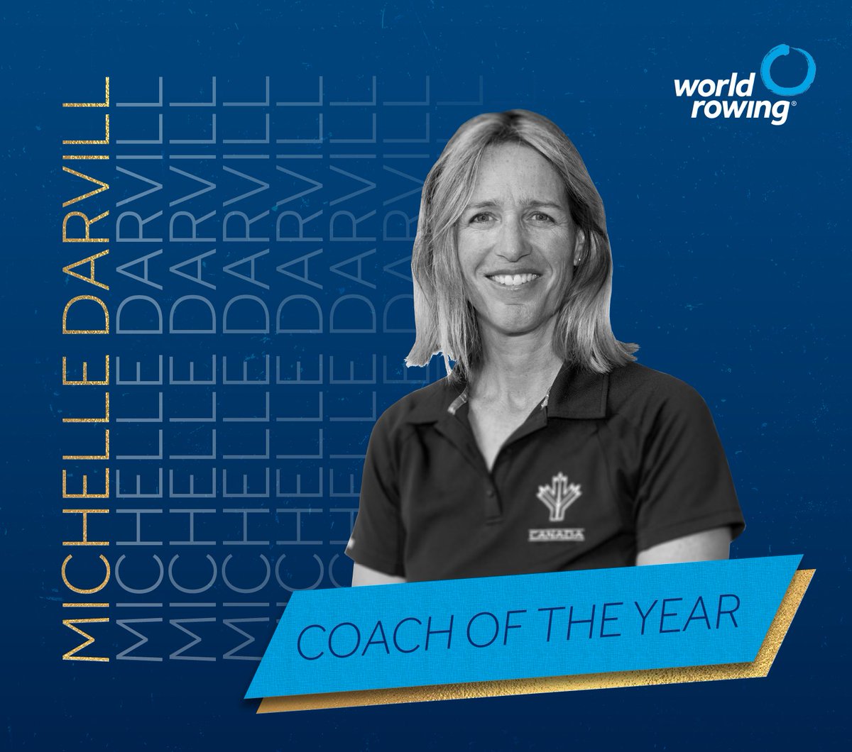 #WRAwards 🏆 The recipient of this year's Coach of the Year award is Michelle Darvill 🇨🇦! Coaching for <a href="/rowingcanada/">Rowing Canada Aviron</a> since 2009, Michelle's direction helped lead the Canadian Women's Eight to a Gold Medal win at the Olympic Games this past summer. Congratulations Michelle!