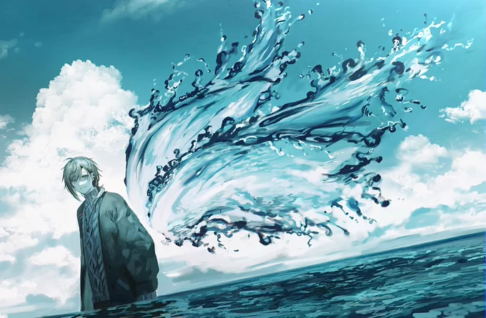 天使の水遊び
#かな絵 
