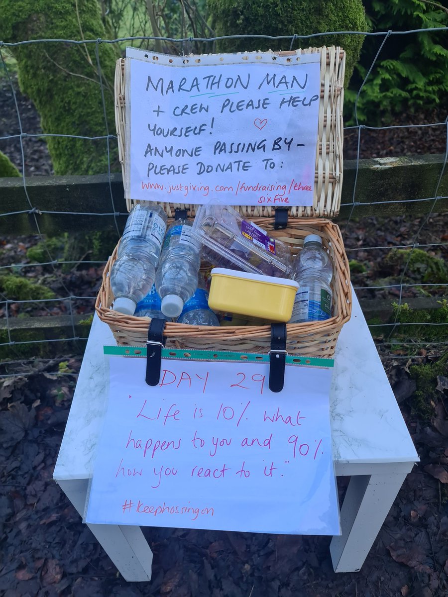 Day 29 Quote from the Refreshment Hamper up at Rowrah.

"Life is 10% what happens to you and 90% how you react to it"

I kind of love this one!

Can I ask you all to please Like &amp; RT as I aim to get to 4444 Followers?

Let's do this, spread the challenge and raise lots of money!
