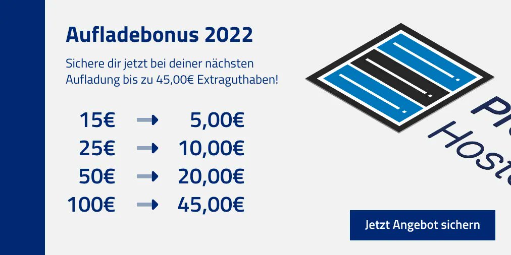 prepaidhosterDE's tweet photo. Es ist wieder Zeit für Extraguthaben! 😍 👌

Lade heute oder morgen Guthaben auf und erhalte bis zu 45€ zusätzlich. Dein Guthaben kannst du uneingeschränkt für alle Server und Domains bei uns verwenden! 😀 

✅  Jetzt Guthaben aufladen: https://t.co/WnZ9cj2N8a https://t.co/fMKZDgbZAc