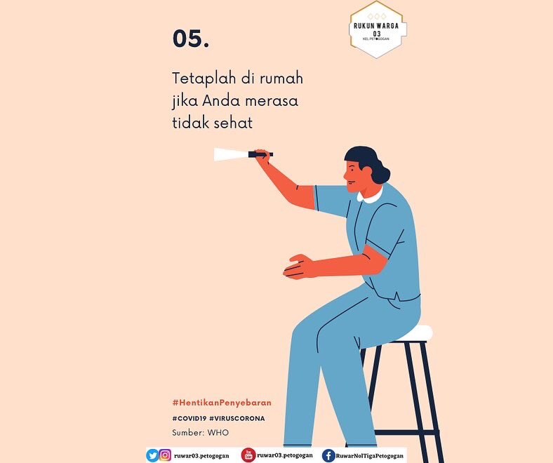 ruwar03's tweet photo. 3. Menjaga Jarak🧍🏼‍♀️
4. Menghindari kerumunan🙅🏻‍♀️
5. Mengurangi mobilitas 🏡
.
Agar tetap aman dan terhindar dari virus ya sobat☺️.
.
*TETAP PATUHI PROTOKOL KESEHATAN*
.
" Lindungi diri dan keluarga dengan vaksinasi Covid-19.”
.
#Ruwar03Peduli #rt #rw #jagajarak #pakaimasker #covid https://t.co/Ri9bNC25L6