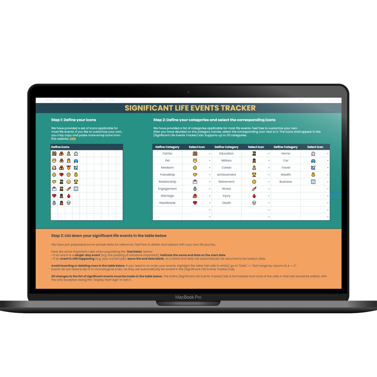 SpreadSheetSoln's tweet photo. We have combined both the Life Span Tracker and Life Events Tracker into one product, so that you get the best of both worlds! 
https://t.co/p1RFduuyvU https://t.co/BQooDLhL6a