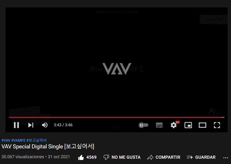 baby15_99's tweet photo. 30K en "Cause I Miss You" ๐ญ๐
Sigamos adelante VAMPZ! #Stream_VAV ๐๐
#VAV | #๋ธ์ด์์ด๋ธ์ด | #VAMPZ | @twt_VAV | @VAV_official ~ https://t.co/WiJAknxE8M
