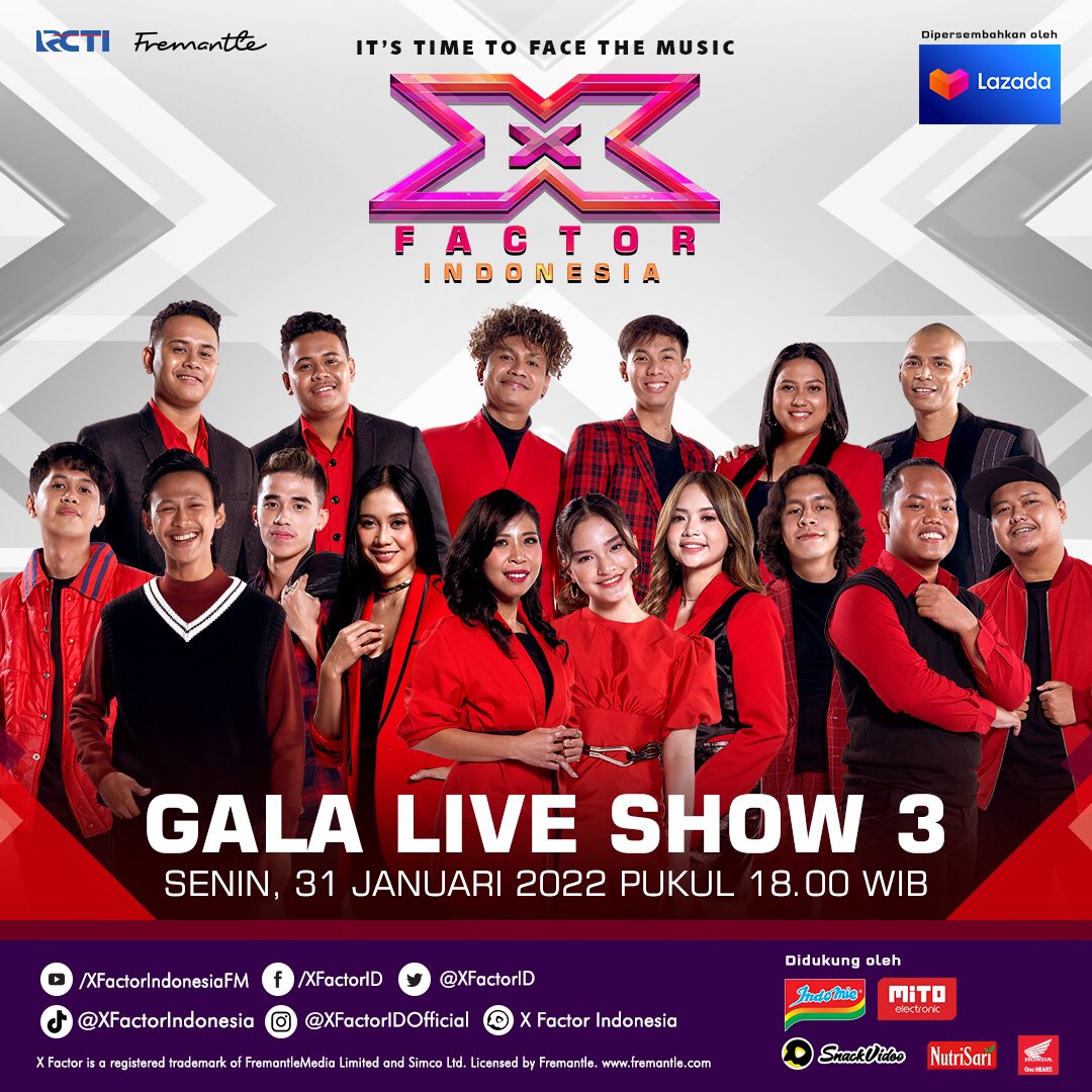 XFactorID's tweet photo. Hii X Fellas!! 

Are you ready for GALA LIVE SHOW 3?!?🤩🙌🏼

Saksikan hari SENIN, 31 Januari 2022 pukul 18.00 WIB hanya di @officialrcti. 

#XFactorIndonesia
#ItsTimeToFaceTheMusic 

@Fremantle_ID https://t.co/2WrYTPNgzb