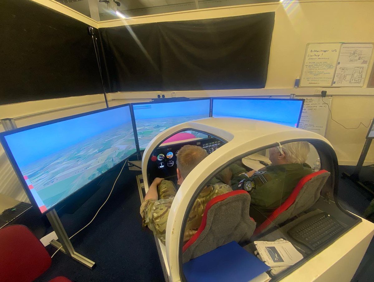 Today two of our cadets have learnt how to fly on the PTT simulator. 
The PTT is the first step towards achieving their wings! Once they’ve completed this element getting airborne in a Tutor or Glider will result in the award of Blue A or G wings to wear on their jumper.