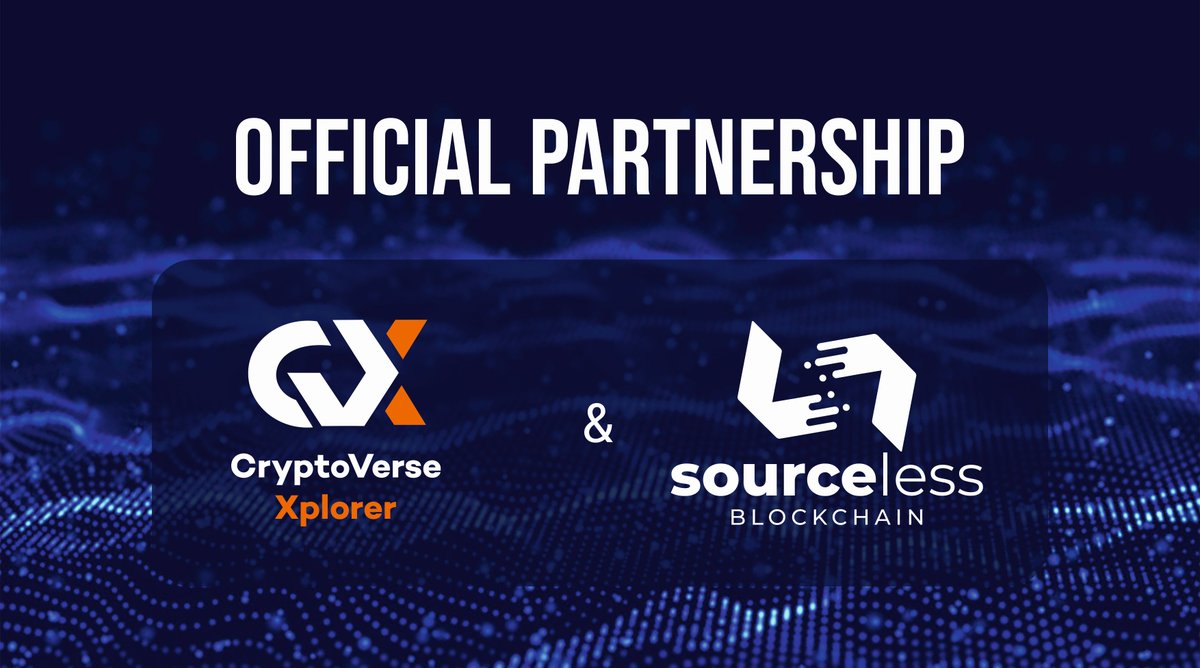 <a href="/CryptoXverse/">CryptoVerse Xplorer</a> is delighted to announce that we have formed a stratigec partnership with 
<a href="/SourcelessB/">SourceLess</a>
 🤗

Know more about Sourceless:
Website:sourceless.io
TG Chat: t.me/sourceless