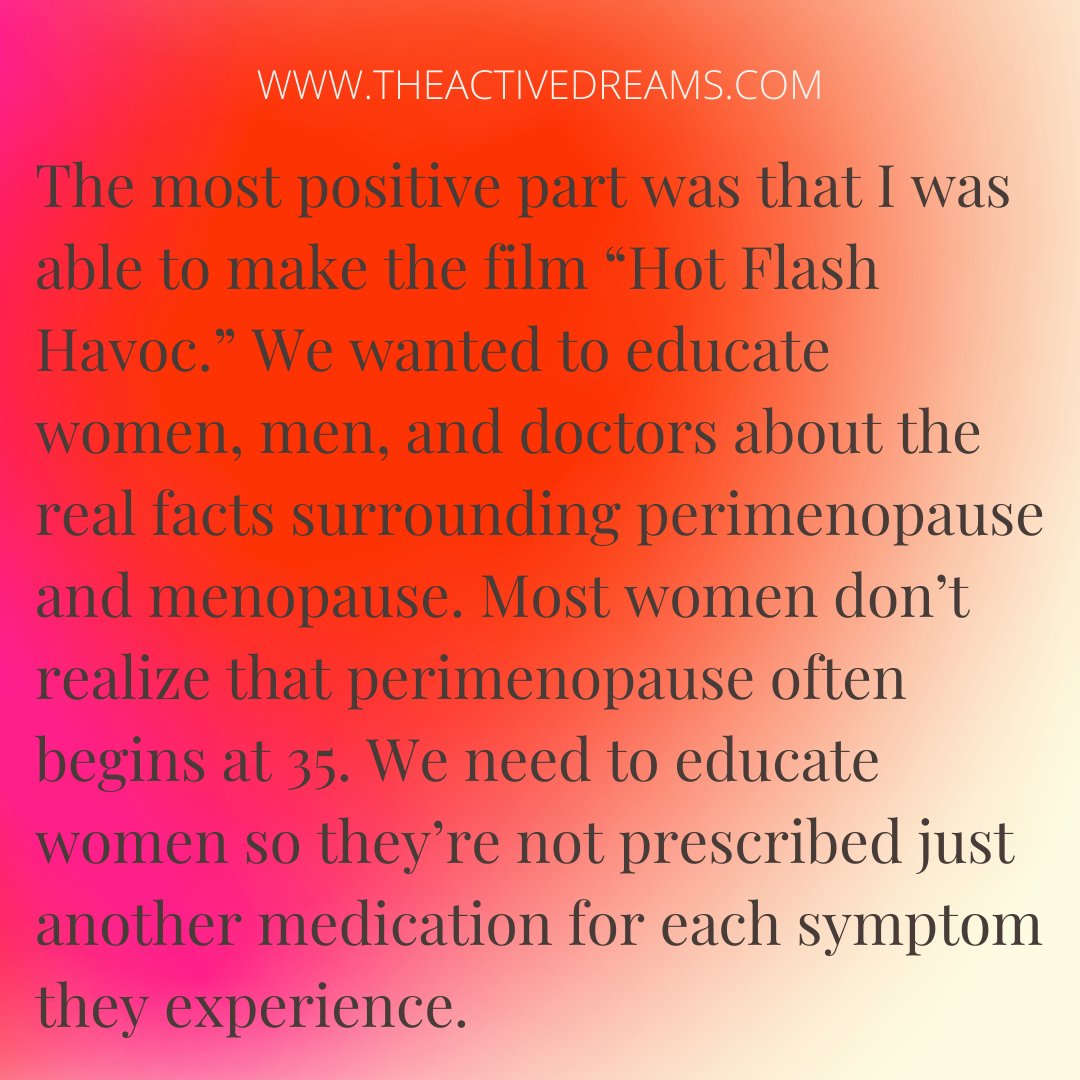 theactivedreams's tweet photo. The Active Dreams Presents to you Voyage through a woman's menopause covering the inspiring story of Heidi Houston and what led her to direct the educative film - 'Hot Flash Havoc'.
.
.
.
.
.
#menstruation #menstruationmatters #menopause #letstalk #normaliseperiods #periodtalk https://t.co/HEo4vyYeTL