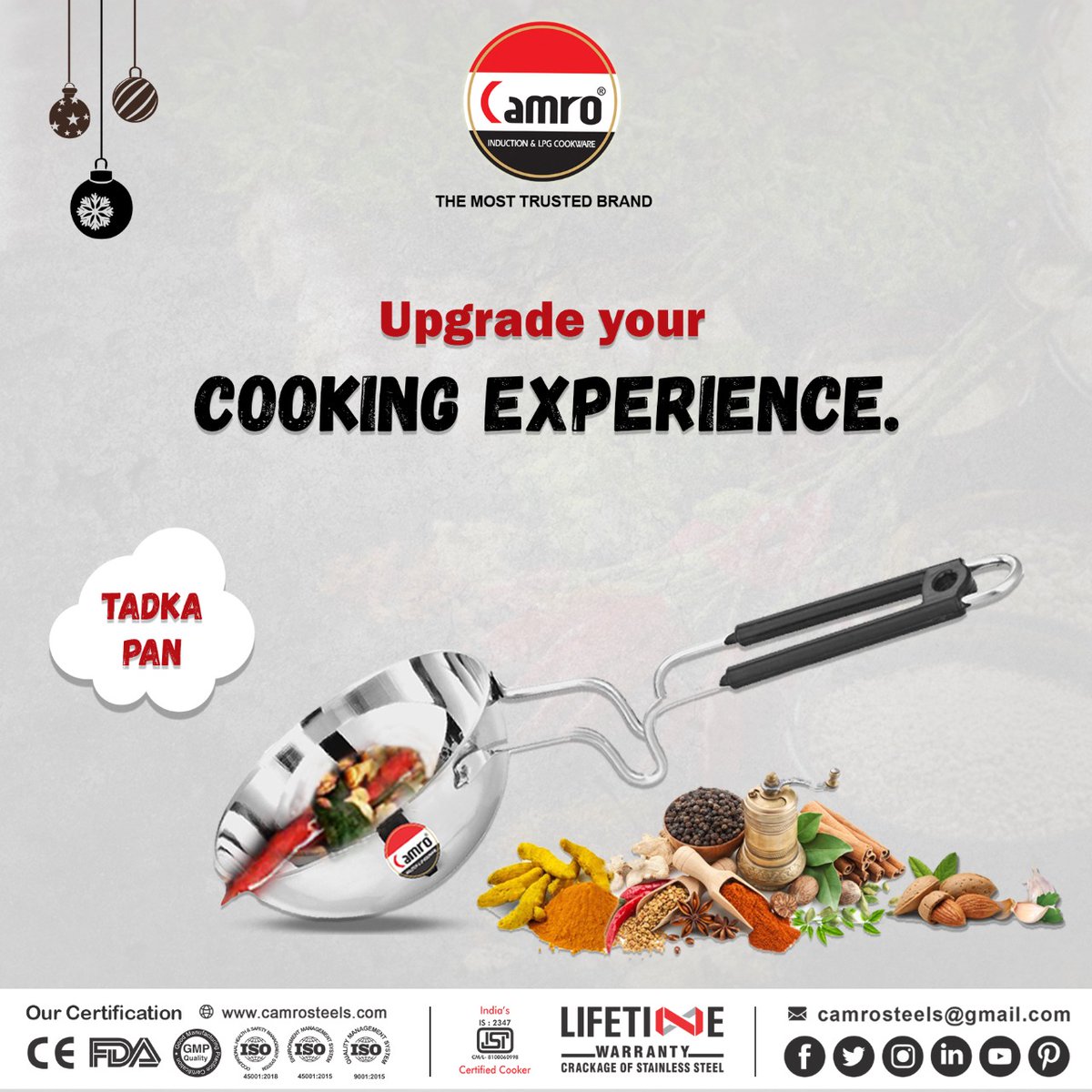 CamroSteels's tweet photo. Upgrade your cooking experience with Camro's Tadka Pan.
For More, Contact on 9999919501 via Call or WhatsApp
.
.
.
#camrosteels #homecooking #utensilset #cooking #durablegoods #kitchen #kitchenware #cookingwithlove #kitchenutensils #frypan https://t.co/OgV3ek5f6C