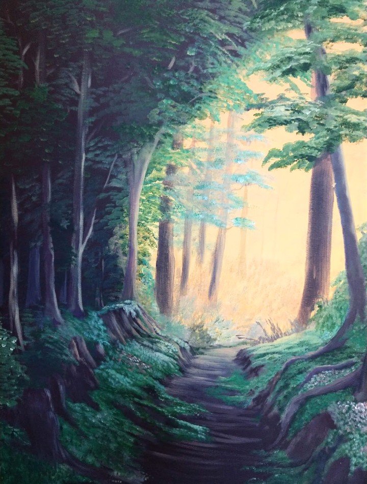 arrow_mint's tweet image. Cleaning out my future art room (the attic lol) and ran across some of my old paintings. This one is 18x24 acrylic on canvas #painting #art #artist #nature #paintings #ArtistOnTwitter