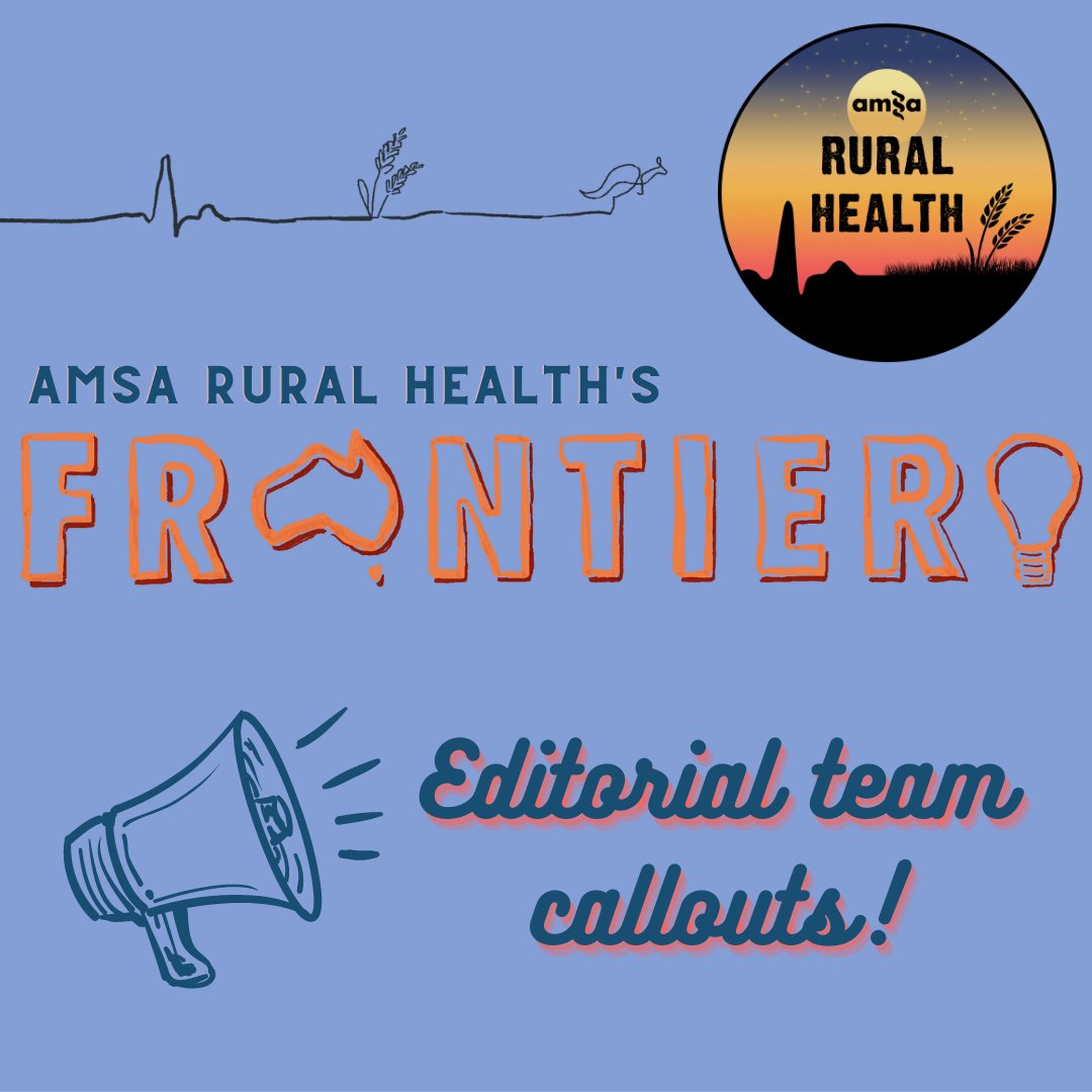 Do you want to design or edit works that advocate, educate, and inspire your fellow medical students? You will get to have YOUR say in the 2022 volume of Frontier!, AMSA Rural's official magazine!🌾

APPLY HERE: ➡️ docs.google.com/.../1FAIpQLSdY…