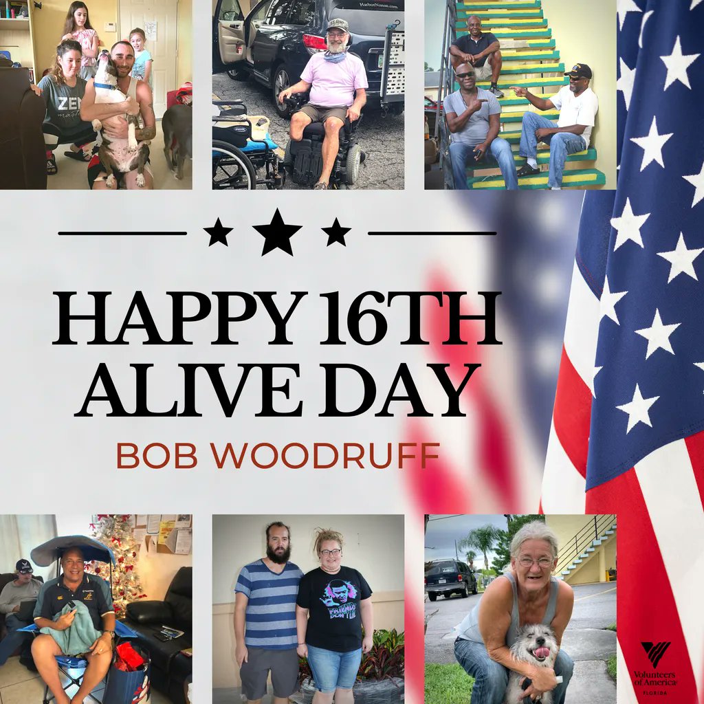 Vol of America of FL (@voafla) on Twitter photo Happy 16th Alive Day to <a href="/BobWoodruff/">Bob Woodruff</a>! Today #VOFL celebrates the day you survived an IED blast that became the catalyst for <a href="/bwforg/">Bob Woodruff Foundation</a>'s mission to help service members, veterans, their families & caregivers. Cheers to you Bob, and for all that you do to assist #Veterans in need! Happy 16th Alive Day to <a href="/BobWoodruff/">Bob Woodruff</a>! Today #VOFL celebrates the day you survived an IED blast that became the catalyst for <a href="/bwforg/">Bob Woodruff Foundation</a>'s mission to help service members, veterans, their families & caregivers. Cheers to you Bob, and for all that you do to assist #Veterans in need!