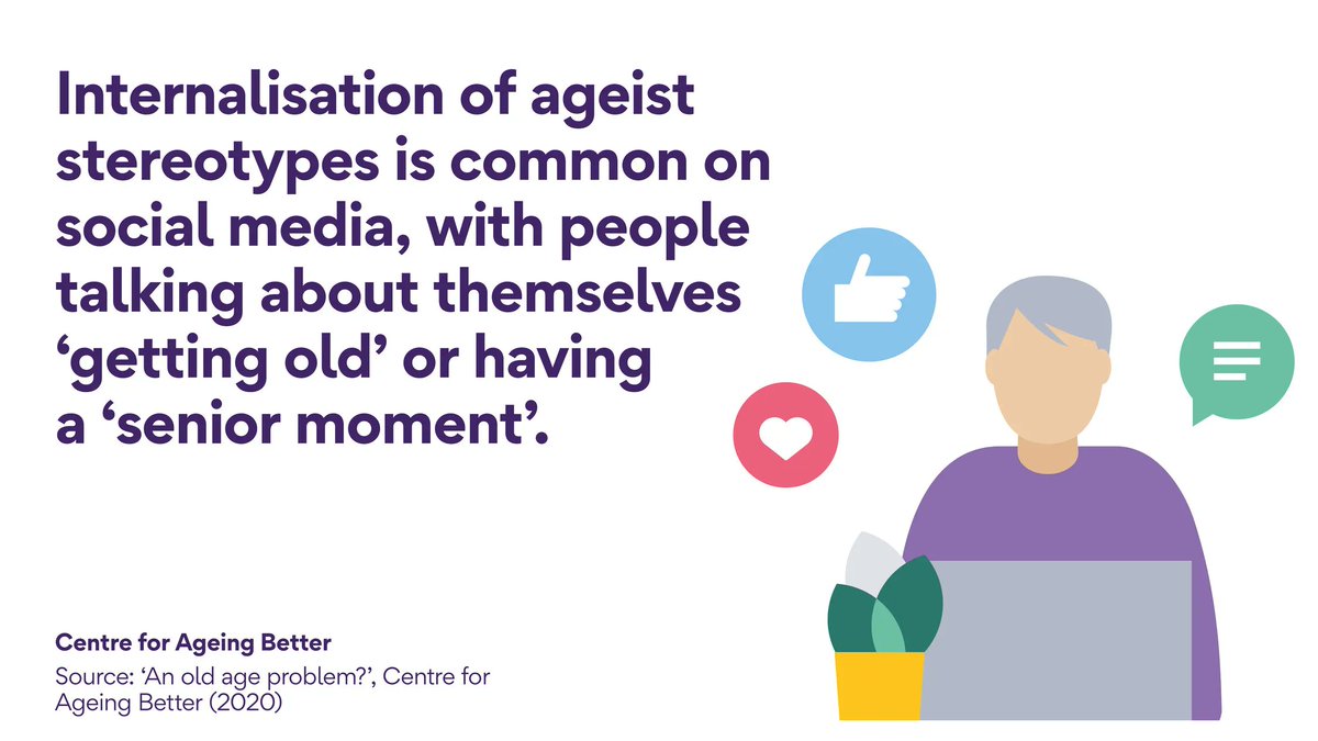 Ageing_Better's tweet photo. Internalisation of ageist stereotypes is common on social media, with people talking about themselves "getting old" or having a "senior moment".

 Its time to change the narrative about getting older.

Find out more: https://t.co/3ZZIwQrqWF https://t.co/XIcibsypxX