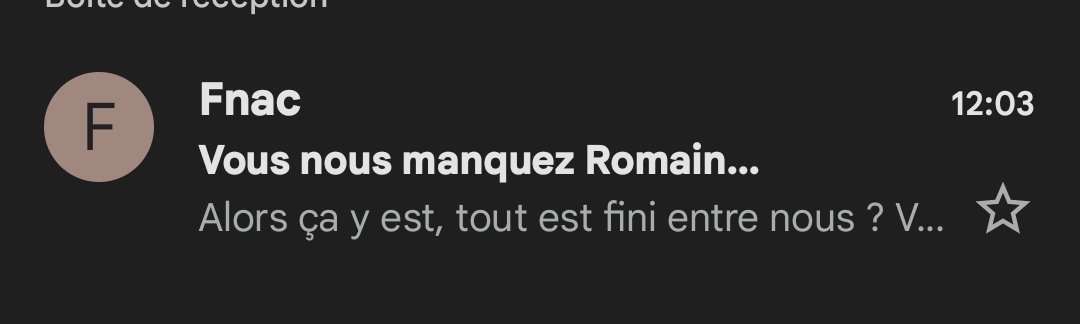La Fnac qui m'envoie des messages bourré la nuit