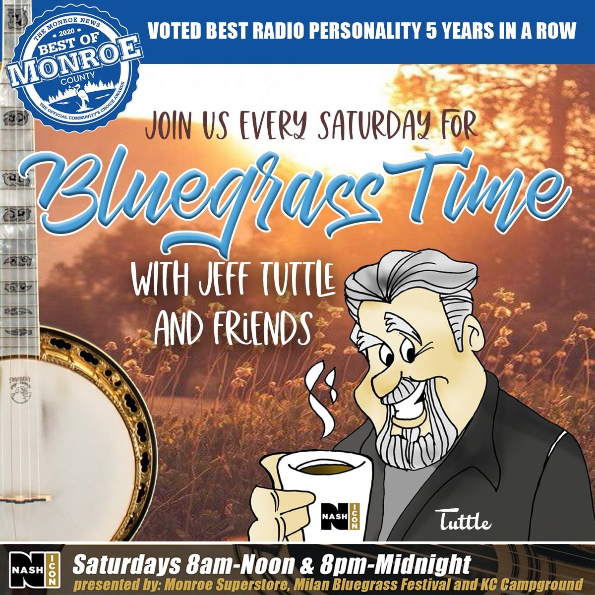 983NashIcon's tweet photo. It's Bluegrass Time With @Jefftuttle &amp; Friends 8am until noon &amp; replayed 8pm-midnight EST in SE Michigan &amp; NW Ohio and worldwide at https://t.co/ipOEdmyT9F, Amazon Alexa &amp; Google Home and the 98.3 Nash Icon phone app

#bluegrassmusic #bluegrass #bluegrassgospel #bluegrasstime https://t.co/xo8mz9EBY7