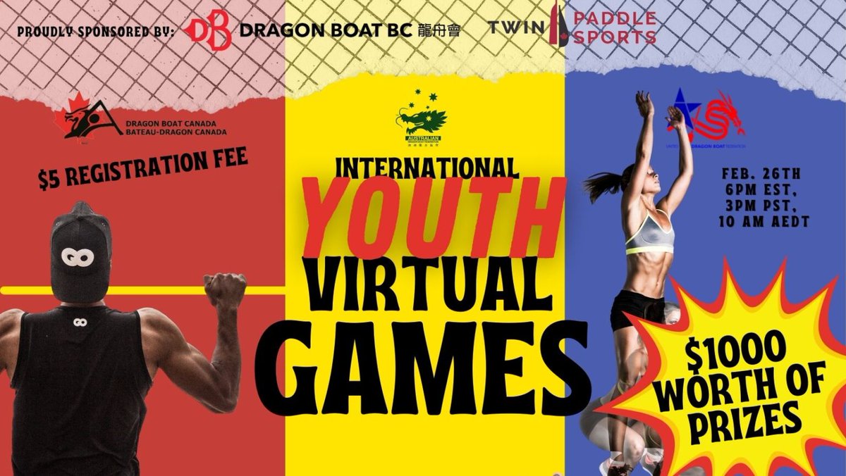 2022 International 24U Virtual Games is on! Hosted by Dragon Boat Canada, Australian Dragon Boat Federation &amp; United States Dragon Boat Federation. Feb 26, 6:00 PM EST / 3:00 PM PST / Feb 27, 10:00 AM AEDT. dragonboat.ca/events/youth-e…