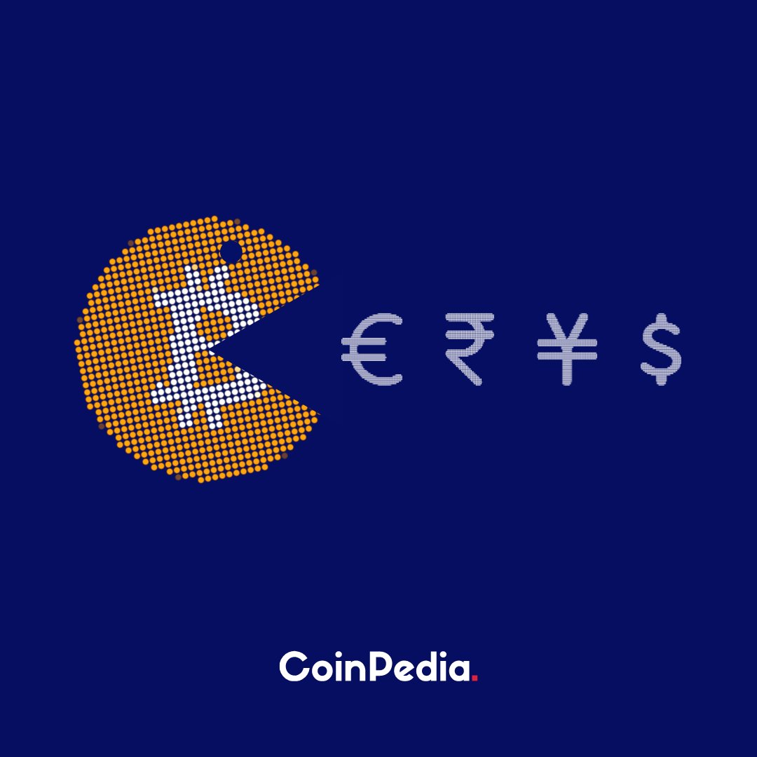 CoinpediaNews's tweet photo. Bitcoin, the Fiat Pacman is coming to gobble up all of your worthless fiat currencies. The monetary policy sovereignty of every country on earth will be weakened by crypto in the coming decades.

#Bitcoin #Fiat #Monetary https://t.co/Th8NGH9k77