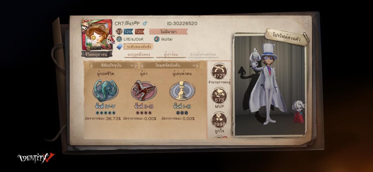 C_KhaNiN's tweet photo. ฉันกำลังเล่น Identity V อยู่ คุณอยากเล่นหรือเปล่า https://t.co/LAjQ4IABrP