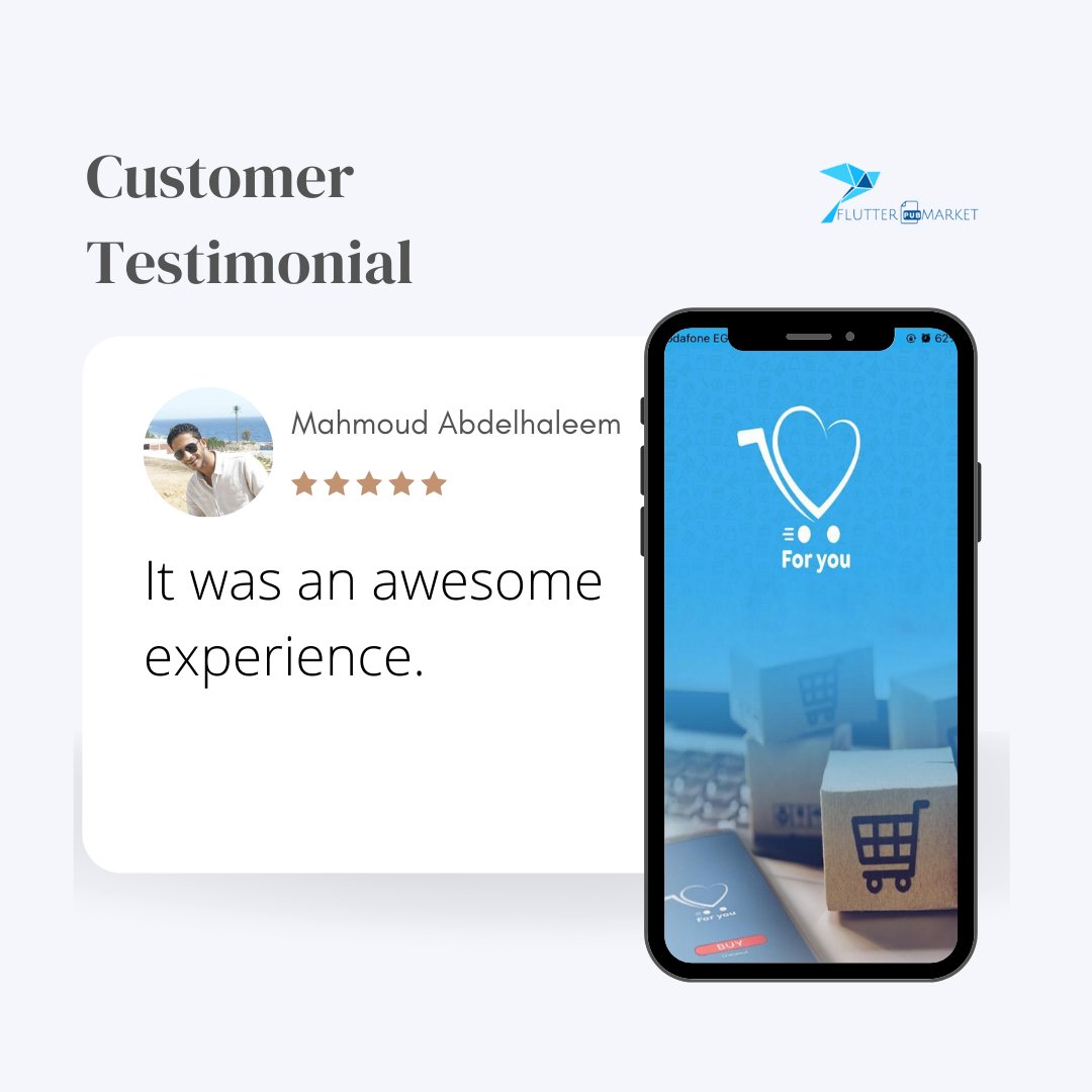 FluterPubMarket's tweet photo. 💯✅😍 Happy Customer🤩👍💪👌
📱"For You" app📱
📱Try iOS: https://t.co/sa49hHrOZs
📱Try Android: https://t.co/BM8LiHZrku
#FlutterEngage #flutterpubmarket #flutterdevelopment #fluttercourse #customerfeedback #customerreview #flutter #flutterdev https://t.co/JWyOQp5UsR