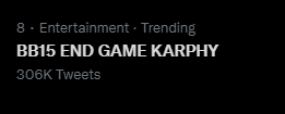 TheSharkSG's tweet photo. 306K done in just 3.5 hours 

BB15 END GAME KARPHY
#KaranKundrra #KarPhy https://t.co/fGrVgHzm4f