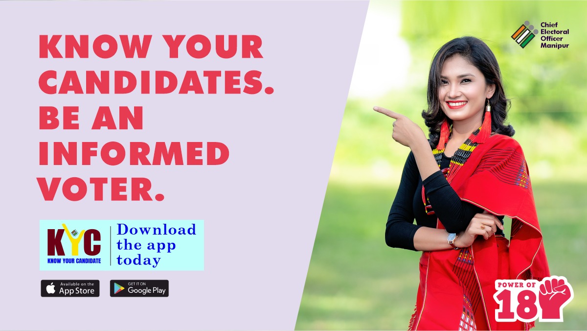 pherzawl's tweet photo. Download the KYC app to learn more about your candidates' details and criminal antecedents, if any to make an informed choice.

Download link https://t.co/30dNRhQcrQ

#ECI #ElectionCommissionOfIndia #CEOManipur #SVEEP #Election2022 #KYCApproved #KYCapp https://t.co/TOrVW5XHAG
