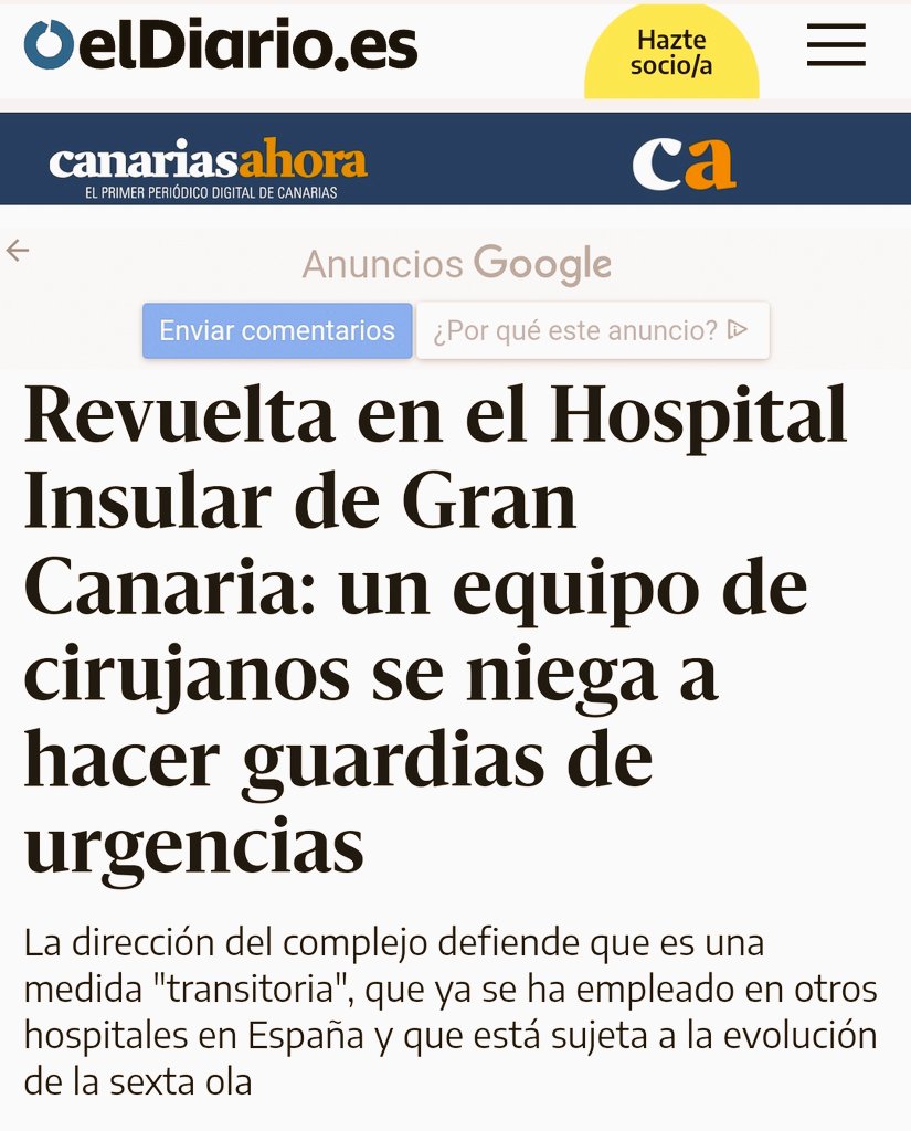 MedicosCanarias's tweet photo. La próxima semana mantendremos una reunión con los compañeros del Complejo Materno Insular que están indignados por la gestión de su Dirección que no hace más que ser reiterado material de portadas en Prensa. https://t.co/FBaw9hRuHR
SEMCA los apoyará en todo lo que sea posible https://t.co/1nZLK8CkK0