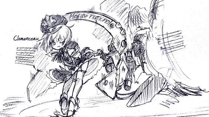 またもタグを付けられないオーバーぶりですが、クレマンソーちゃん。
意外と描くの難しかったのです……君も随分、姉妹艦とデザイン違うねぇ…!! 