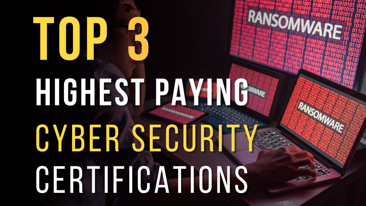 Top5certificat1's tweet image. Top 3 Highest Paying Certifications in Cyber Security
#learncybersecurity #topcybersecuritycertifications 
Here is the list of Top 3 Highest Paying Certifications in Cyber Security that are preferred by top companies.
youtu.be/NikNQW7ZhCQ