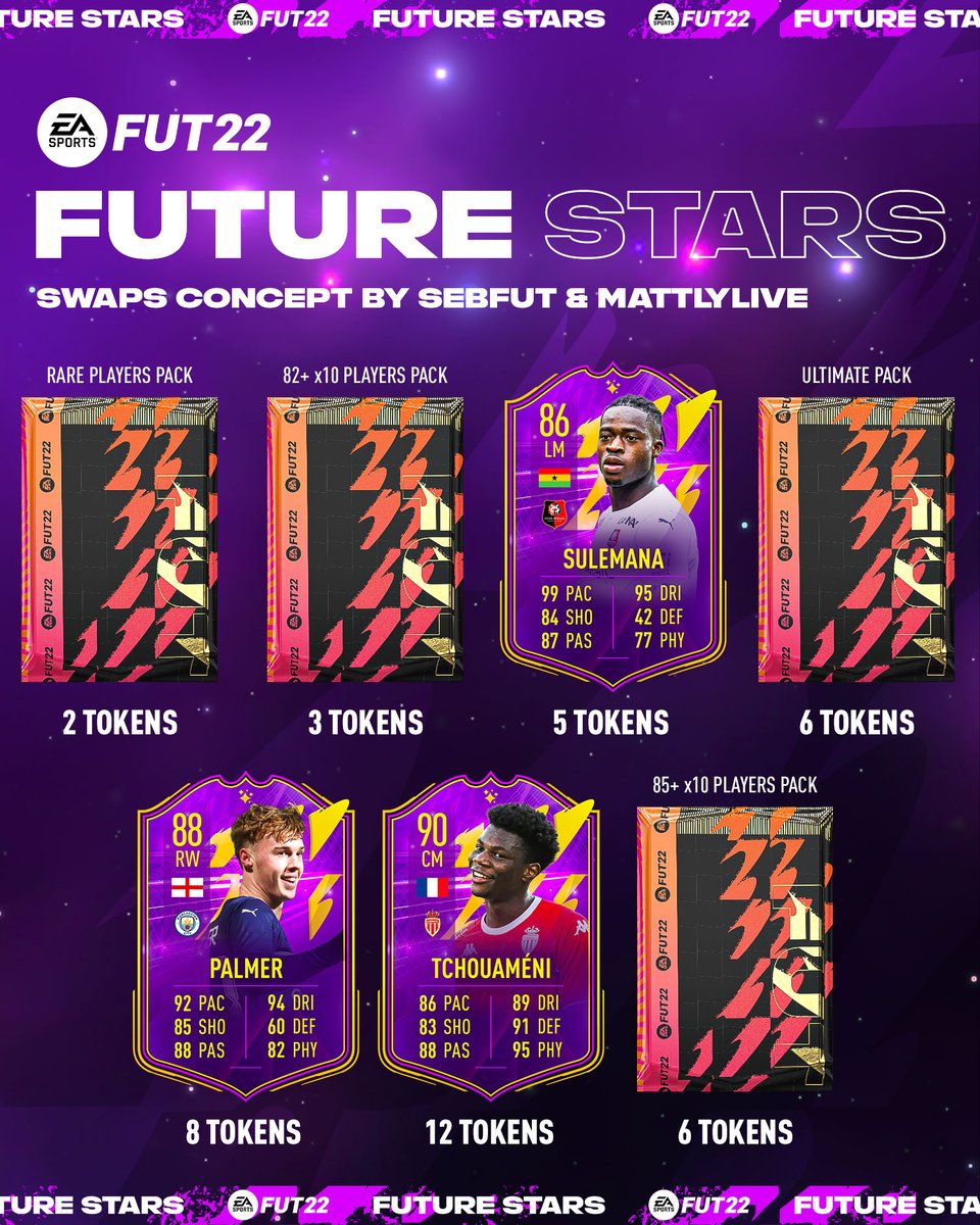 SebFUT's tweet photo. Future Stars Swaps Concept 🌟

We've seen the token be added to the code after the success of Wilcard Swaps, What would you like to see in the Future Stars one? 👀

Collab with @MattlyLive https://t.co/4TNdqRBvMV