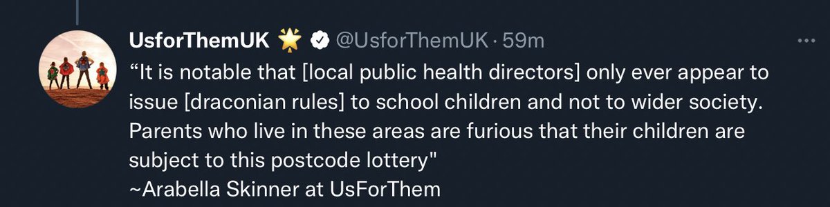 Josie19752's tweet photo. #UnMaskUSFORTHEM Perhaps Arabella should note children have no choice on mandated attendance to those crowded, inadequately ventilated classrooms. The places guidance states you SHOULD wear a masks. Adults have a choice on being in such situations. UFT are furious not parents https://t.co/gPI1krWq4l