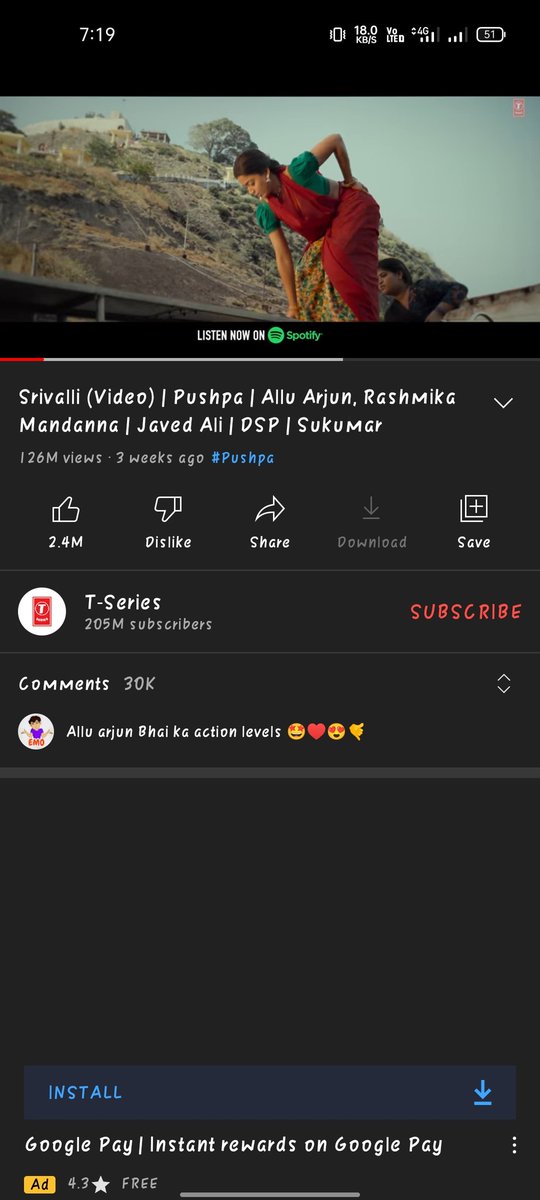 record_creator's tweet photo. #Pushpa 

Srivalli _ #126M views
                2.4M likes

OOO Antava _ #100m views
                           1.6M Likes

Just 3 week Record;

Finally #rashmikamandana fan's winner 🥲 https://t.co/6cZTUndclm