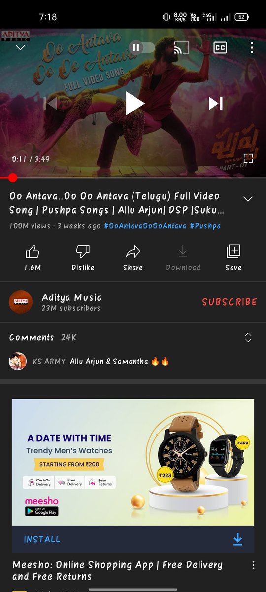 record_creator's tweet photo. #Pushpa 

Srivalli _ #126M views
                2.4M likes

OOO Antava _ #100m views
                           1.6M Likes

Just 3 week Record;

Finally #rashmikamandana fan's winner 🥲 https://t.co/6cZTUndclm