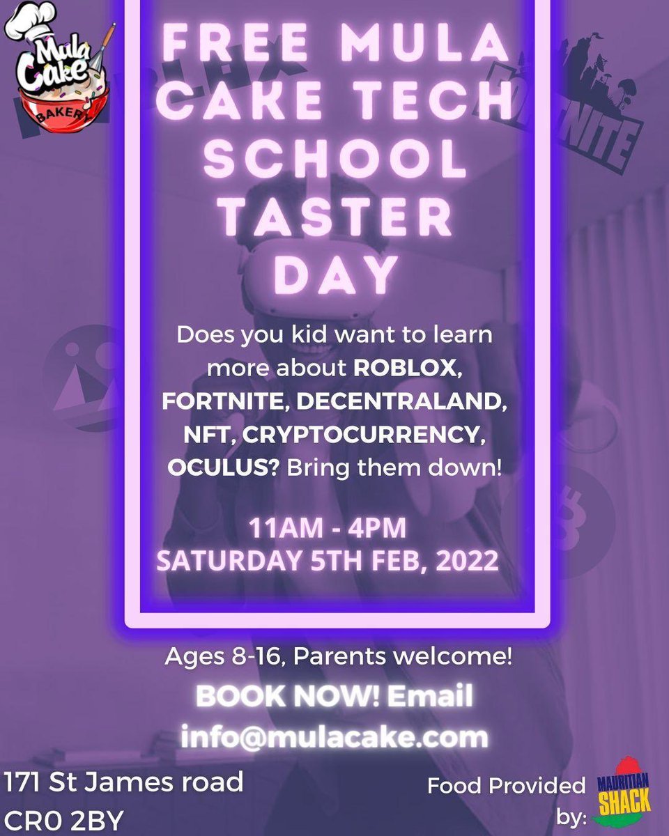 Join one of orginal@young coders, Aston who@is one of the organisers did this awesome event. We are going - hopefully see you there.  Just email Mulacake requesting places.  #SouthCroydon