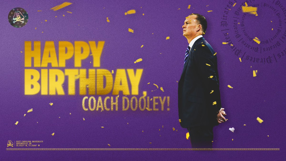 ecubasketball's tweet photo. Pirate Nation, help us wish Coach Dooley a great birthday! We hope you have a great day! 🎊🎉 https://t.co/pWzeU8YQGn