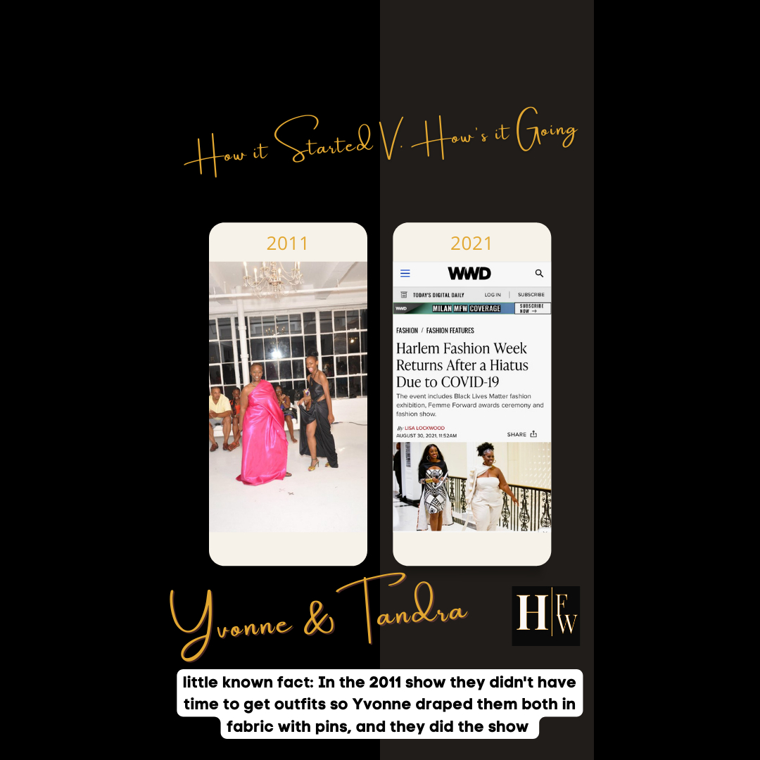 HarlemFW's tweet photo. Little known fact: In the 2010, Yvonne and Tandra were so fixated on producing the show they didn't have time to get outfits. So Yvonne  got creative and draped them both in fabric with pins.
-
The show must go on!
-
RSVP for our FREE WORKSHOP 
Thursday, February 3rd 2022 https://t.co/VzylDjASX1