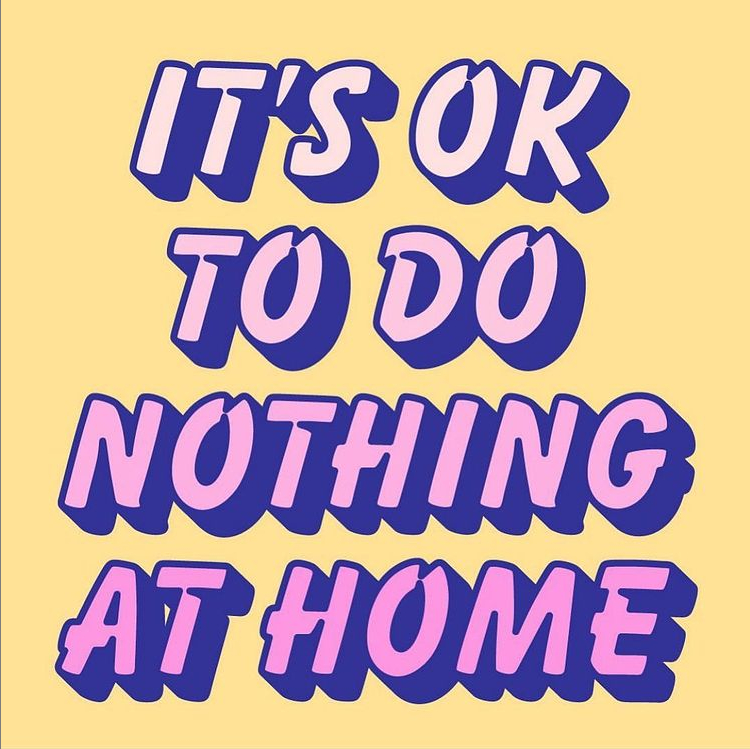 AccessMHSupport's tweet image. Friendly reminder- It's okay to rest, especially at home. 

Image credit- @zzdesign on Instagram

Image ID- Pink/purple letters on a yellow background. Text reads "It's ok to do nothing at home"