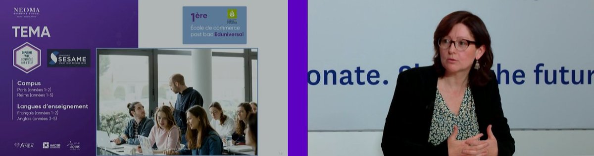 NEOMAbs's tweet image. 🔴 #NEOMALive | #POSTBAC – @annelaureherard, Directrice de TEMA, vous présente ce programme innovant visé, BAC+5, dispensé sur les campus de Paris et Reims. Rejoignez-nous sur le live neoma.tv
#TEMA est une formation accessible via le @ConcoursSESAME 😉