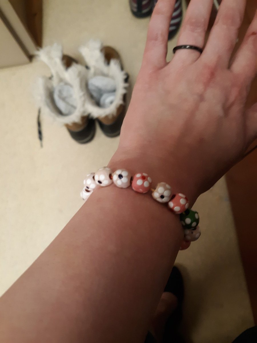 ComePoppet's tweet photo. So I left my incredibly toxic job. Wearing my nephew's Christmas gift on his 6th birthday. Will take a few days to regroup and will start again at my new job Tuesday. 

But look! He MADE THE BEADS AND THE BRACELET! HE'S 6! https://t.co/DiA1VzP9QL