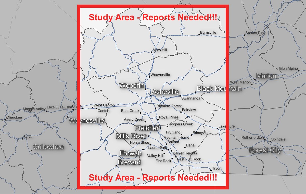 EFisherWX's tweet image. Asheville area, I need your help ❗️ We have a unique opportunity to study last night's localized heavy snowfall with citizen science. I need as many snowfall reports as I can get, particularly reports within the box below. Please include your snowfall total and location (1/3)
