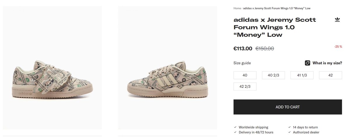 raffle_sneakers's tweet image. DEAL ALERT adidas x Jeremy Scott Forum Wings 1.0 Money Low Multi on Footdistrict

Get 25% OFF !

rflsnk.link/JkZlT6fX 

WORLDWIDE SHIPPING