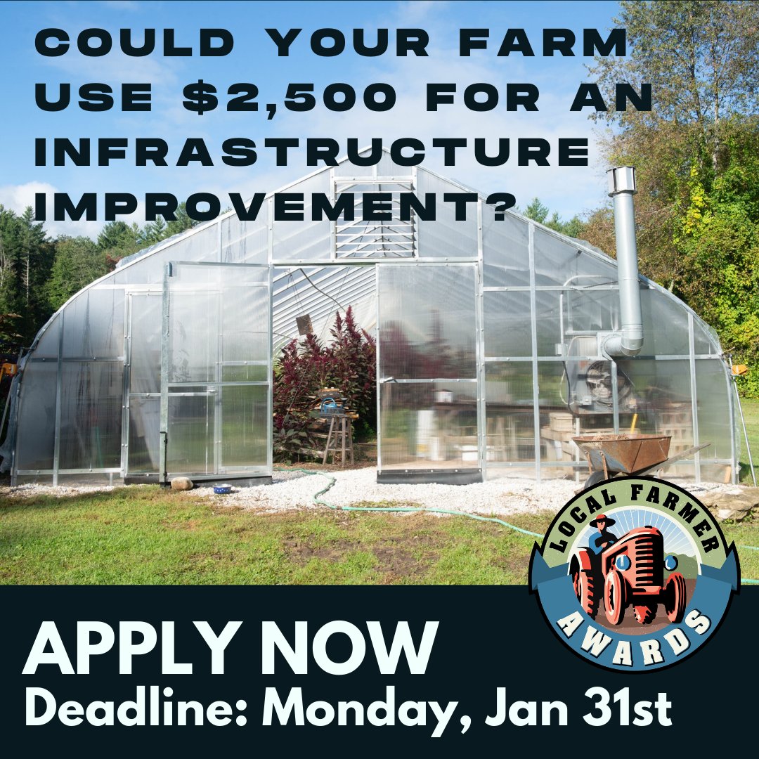 If your farm has an infrastructure project or equipment need that will help you compete in the marketplace, consider applying for a 2022 Local Farmer Award. Learn more at farmerawards.org. Deadline: Monday, January 31st,

#farmerawards #localfarms #WeNeedOurFarmers