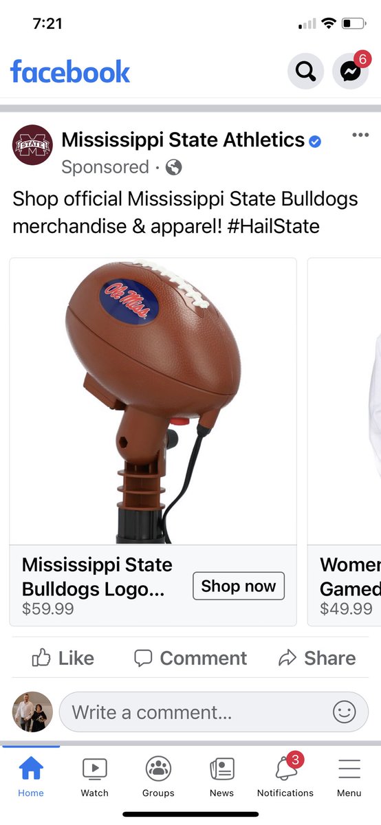 msumom60's tweet photo. @HailState These are screenshots from a Mississippi State Athletics sponsored ad on Facebook; please ask for a refund of your advertising dollars! https://t.co/NnGIoIwe82