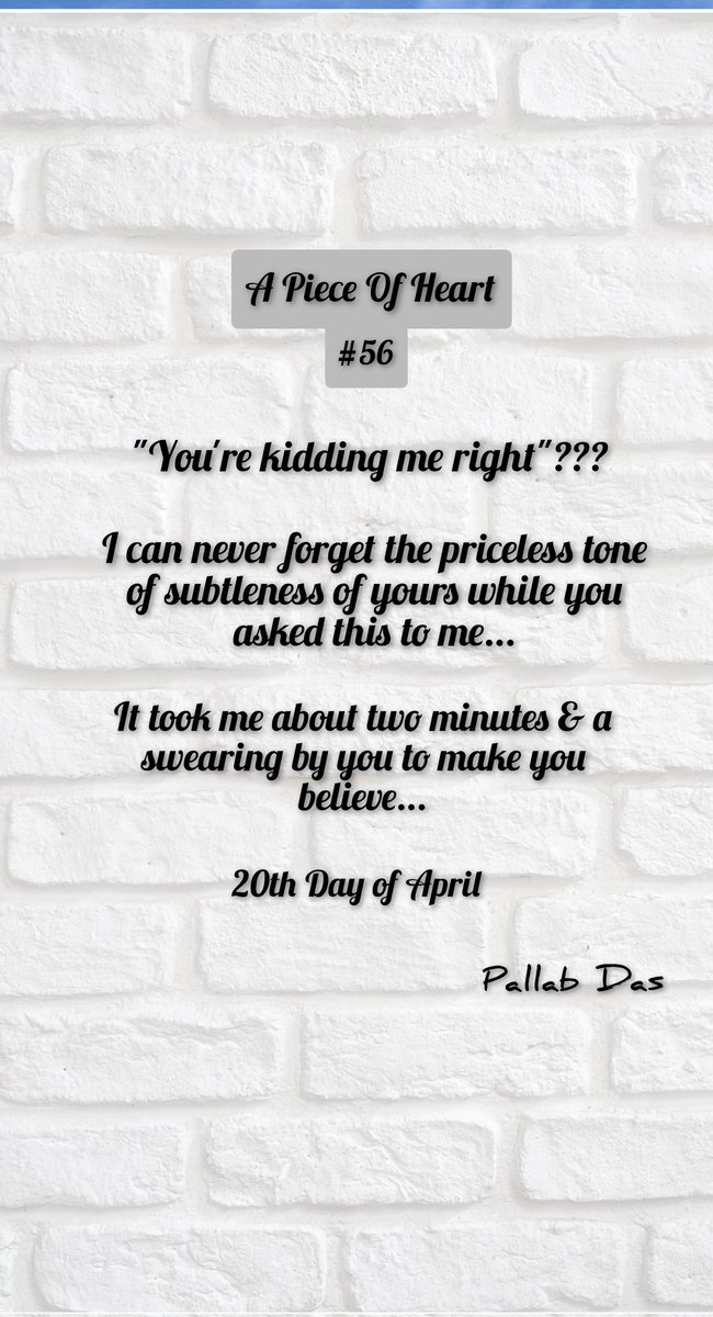Pallab0309's tweet photo. Heart Says # 56

Hello Friends,

This is a portion from my book 'A Piece Of Heart'...

I will try and pick lines from each chapter and keep posting them...

Please do share if you like reading it ... 📙📖📙 https://t.co/8Hvem8nWBd